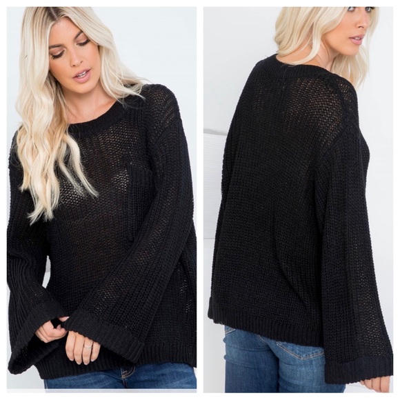 43 Boho Lightweight Sweater knit top with pocket - Picture 4 of 5